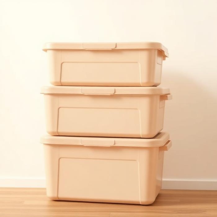 Stapelbara lådor i beige